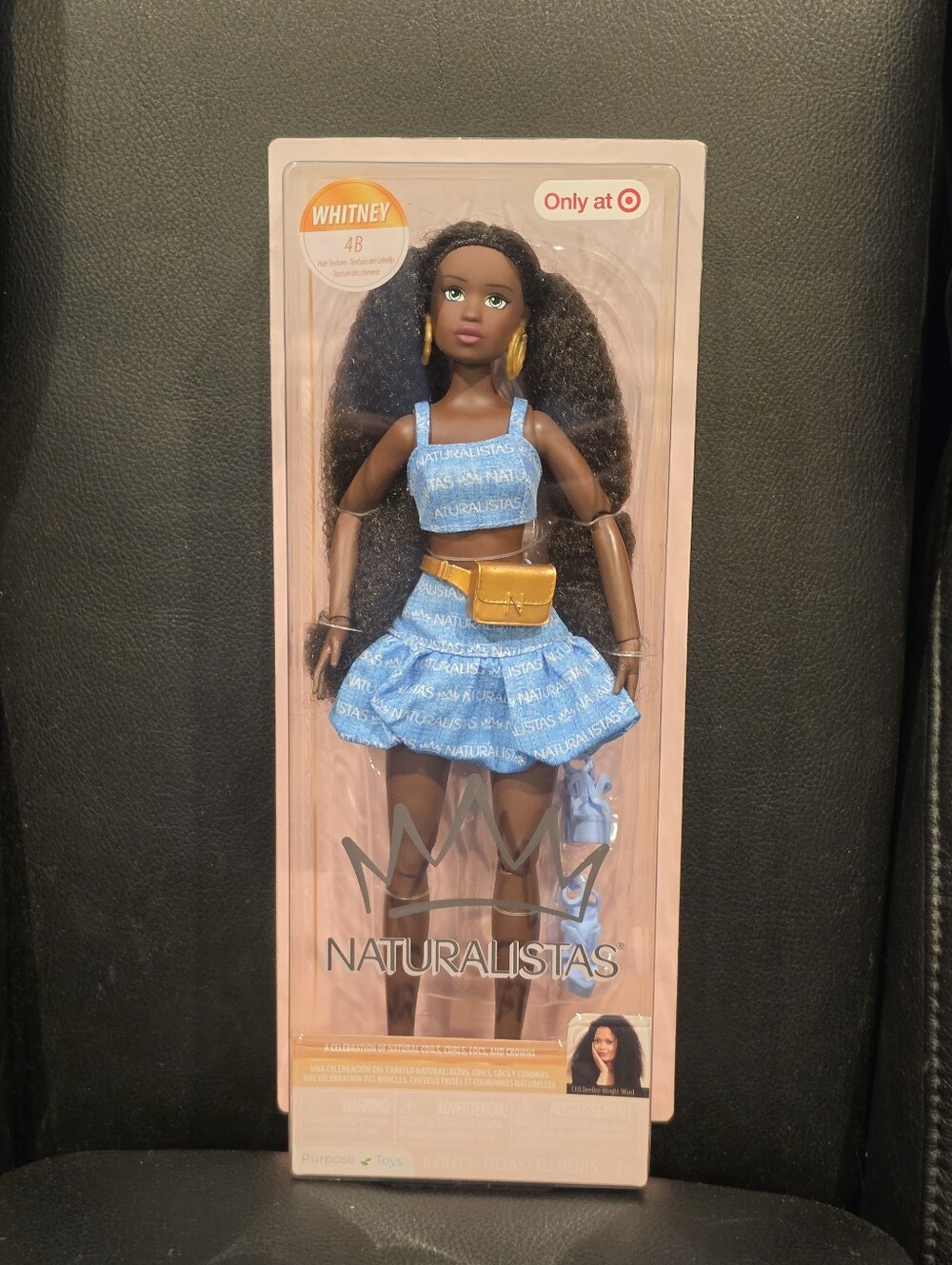 Naturalistas Whitney Doll in Blue Two-Piece Outfit with Yellow Belt Bag